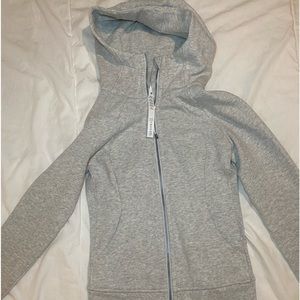 grey luluemon zip up scuba sweatshirt